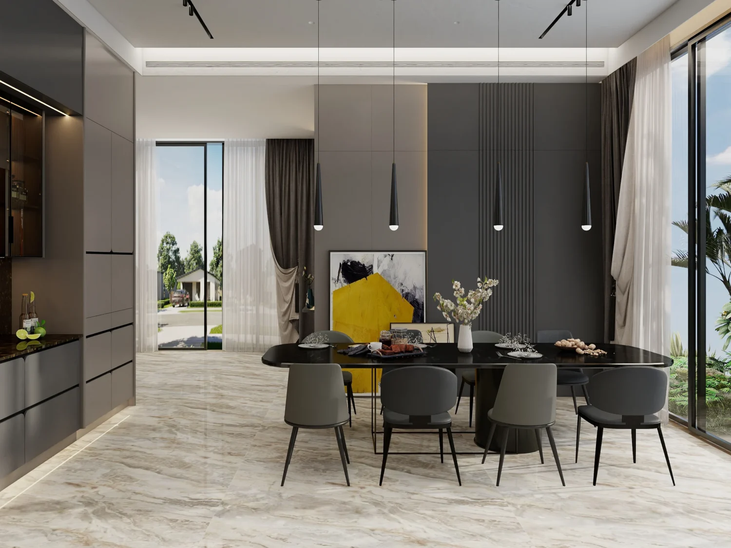 Atualize sua cozinha com armários de ilha sem puxadores. Design elegante, funcionalidade push-to-open e amplo armazenamento combinam elegância e conveniência moderna.