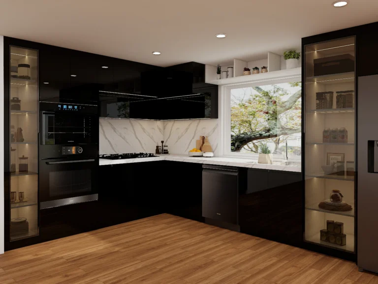 Gabinetes de alto brillo para interiores amplios y luminosos