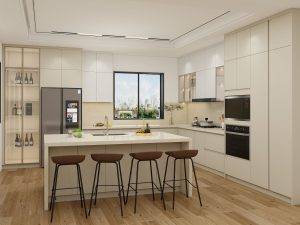 Upgrade your kitchen with sleek High-Gloss Ivory Cabinets. Durable, easy to clean, and perfect for modern spaces. Add elegance and functionality today!