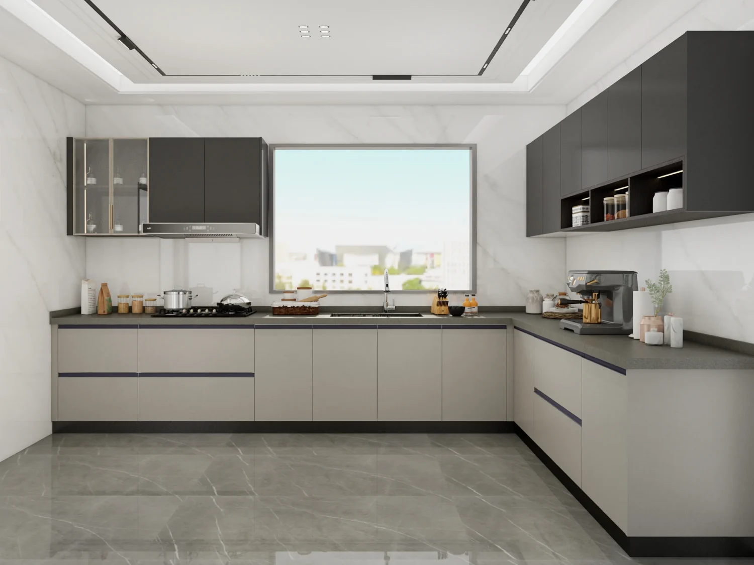Atualize sua cozinha com nosso armário em formato de I. Design elegante, construção durável e amplo armazenamento o tornam perfeito para espaços modernos e compactos.