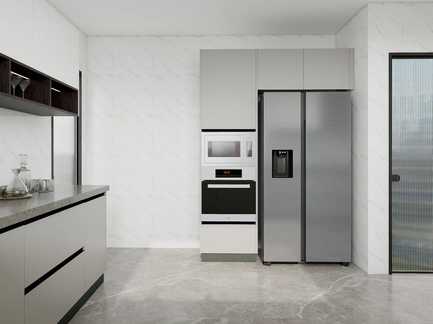 Upgrade your kitchen with our I-shaped cabinet. Sleek design, durable build, and ample storage make it perfect for modern, compact spaces.