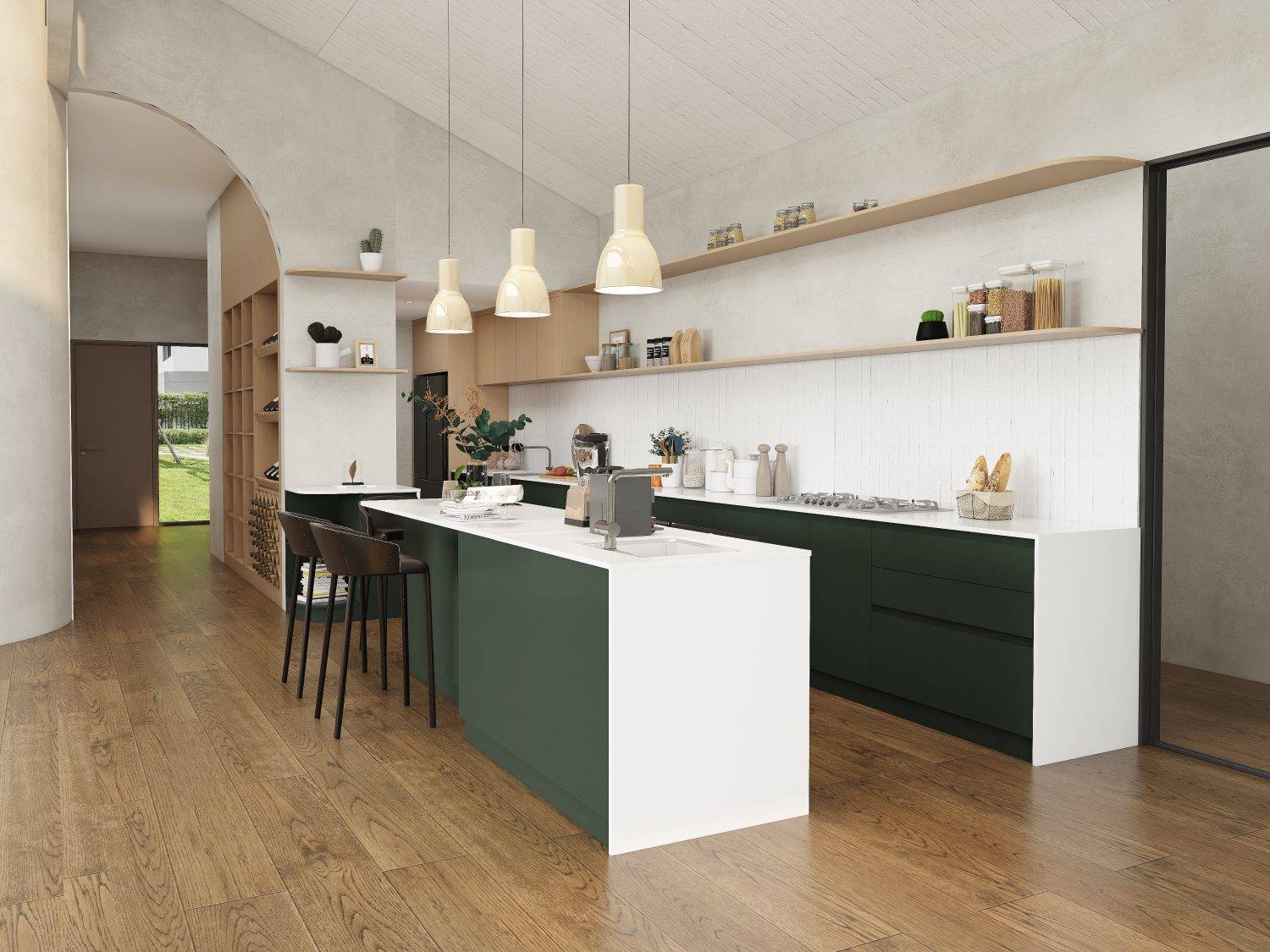 Transform your kitchen with glossy emerald green cabinets. Bold color, sleek finish, and smart storage create a modern, functional, and elegant space.