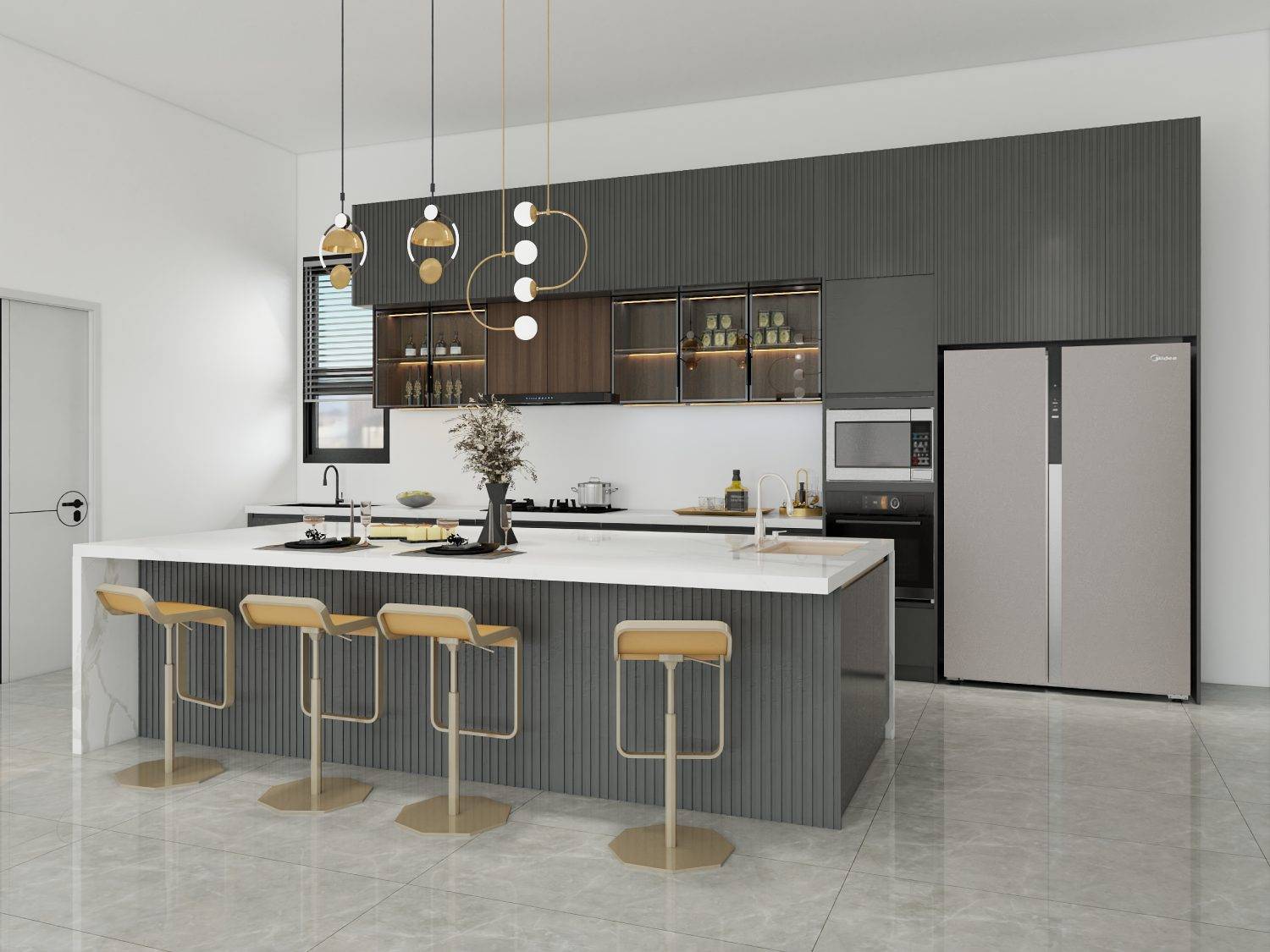 Transform your kitchen with modern gray cabinets. Sleek design, durable materials, and smart storage solutions combine style and functionality.