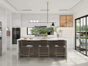 Upgrade your kitchen with grooved kitchen cabinets. Sleek design, ample storage, and durable materials combine elegance and functionality.