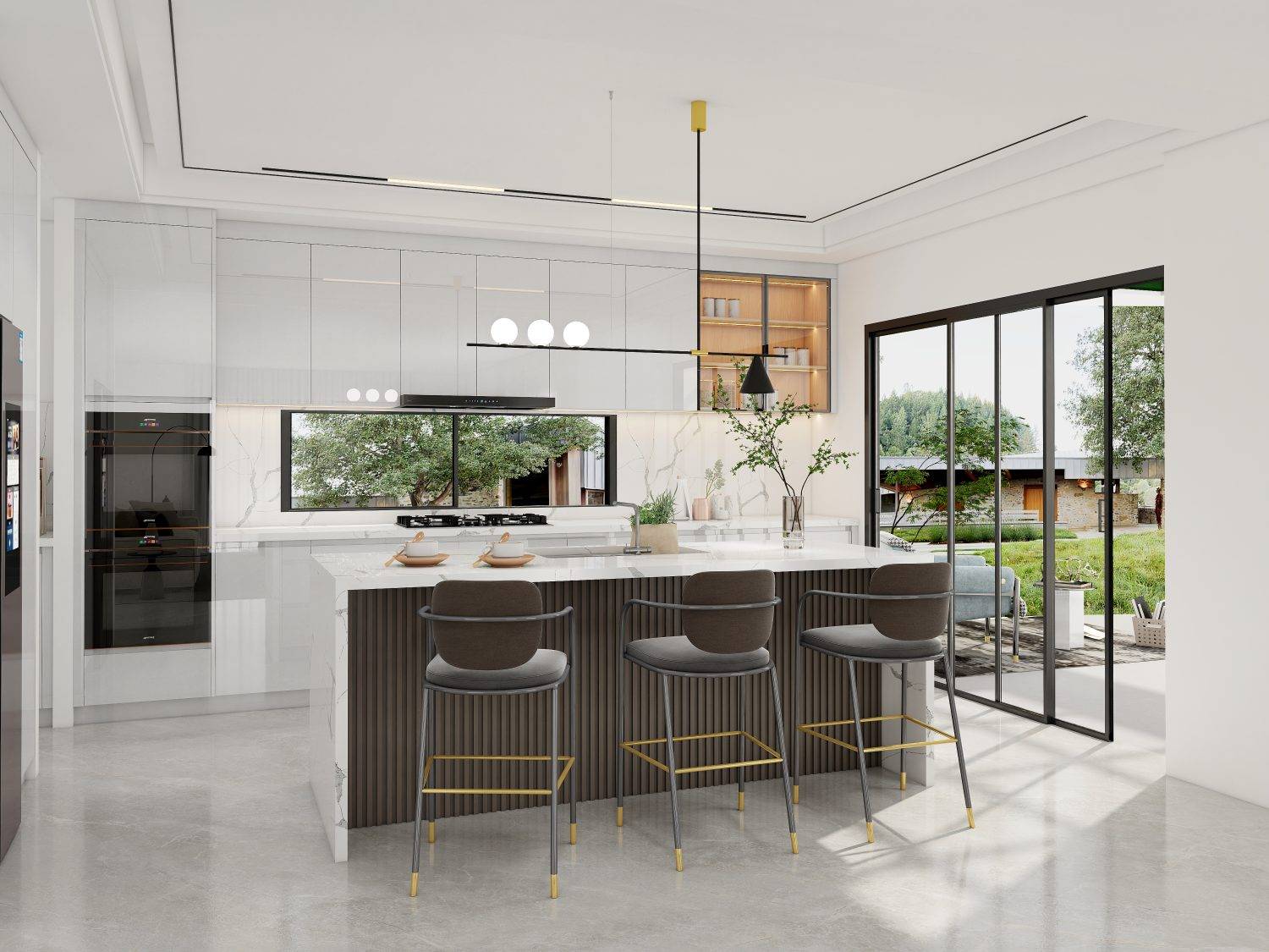 Upgrade your kitchen with grooved kitchen cabinets. Sleek design, ample storage, and durable materials combine elegance and functionality.