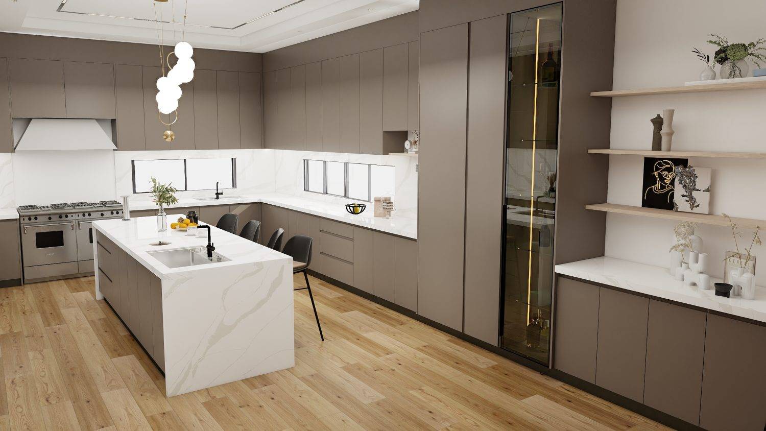 PA Home modern minimalist cabinets, ideal for sleek, stylish contemporary kitchen designs.