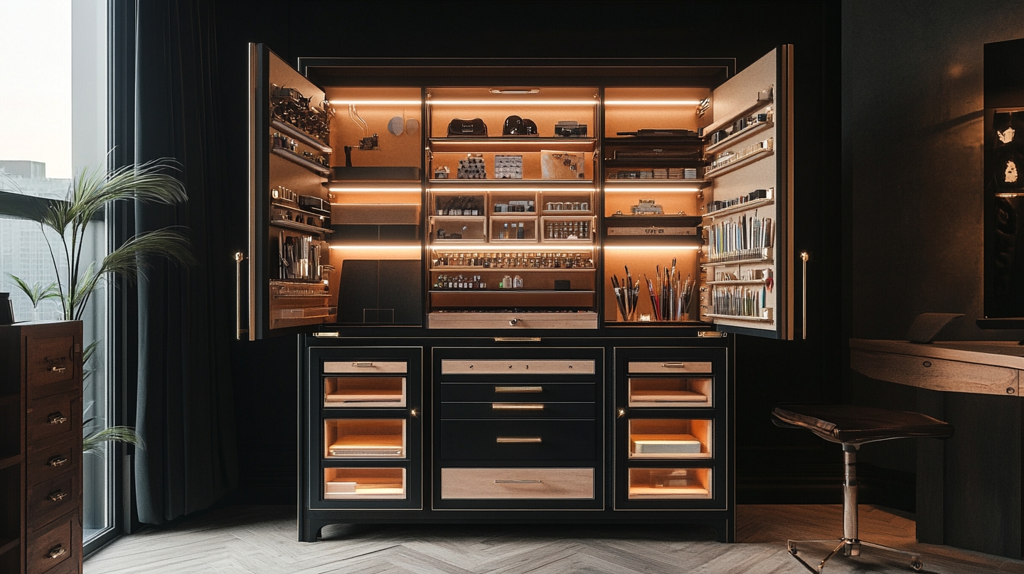 Premium Art Supply Cabinet with LED