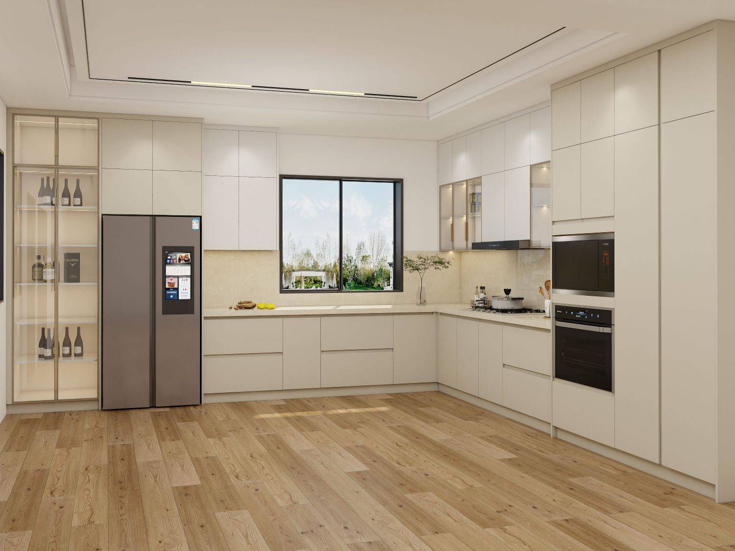Stylish High-Gloss Ivory Cabinets by PA Home, perfect for contemporary kitchen renovations.