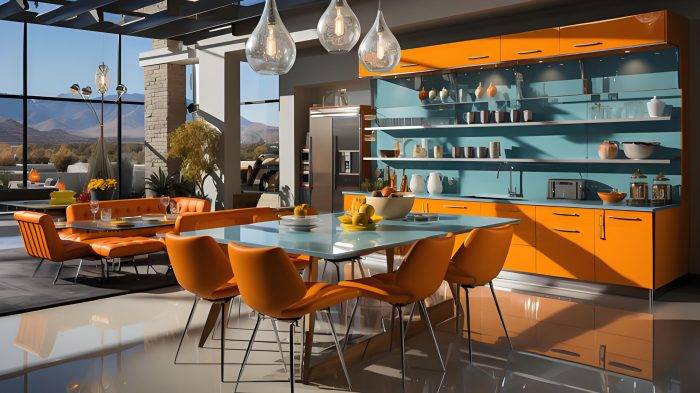 Add an Orange Kitchen Island for a Pop of Color