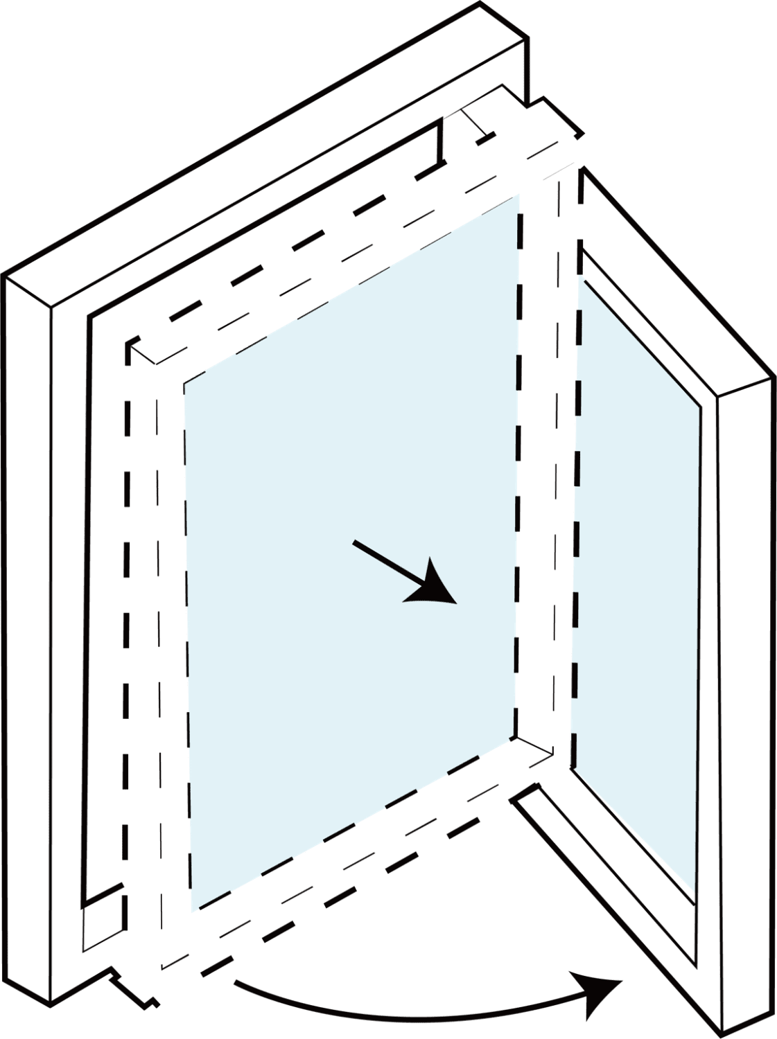 Double inward opening