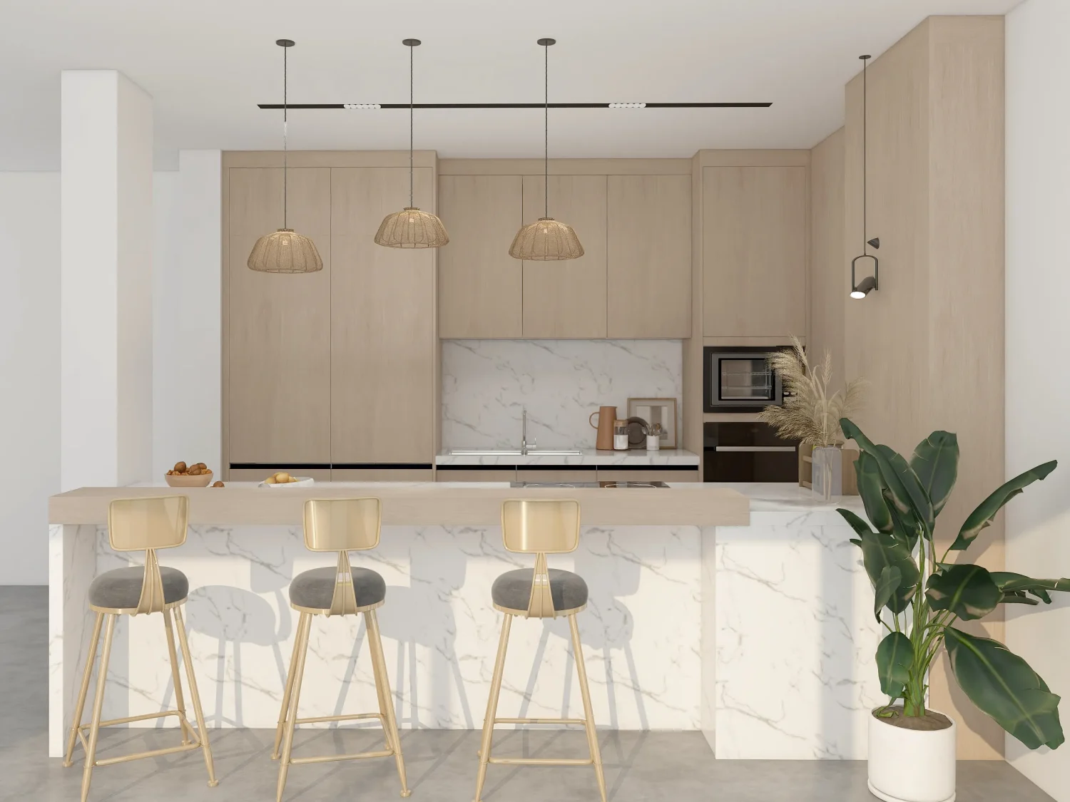 Minimalist-kitchen-with-light-