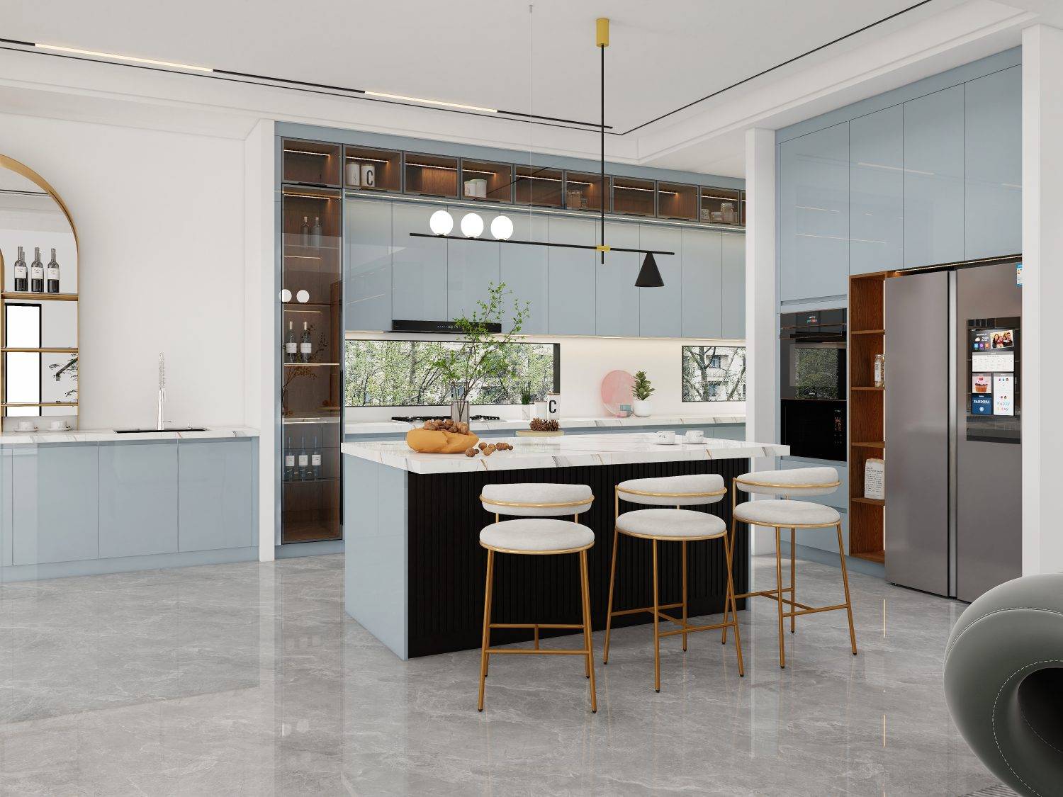 Modern Mixed Texture Cabinets