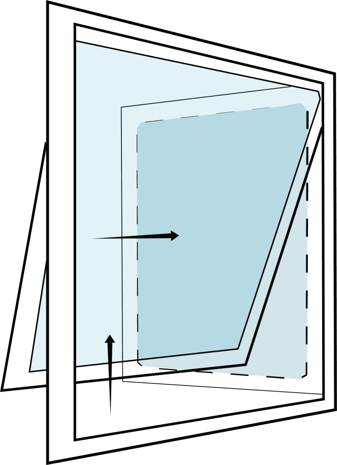 Outward opening and awning