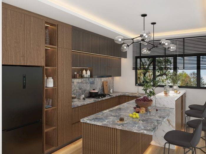 PA Home Modern Kitchen Cabinets design opening shelving