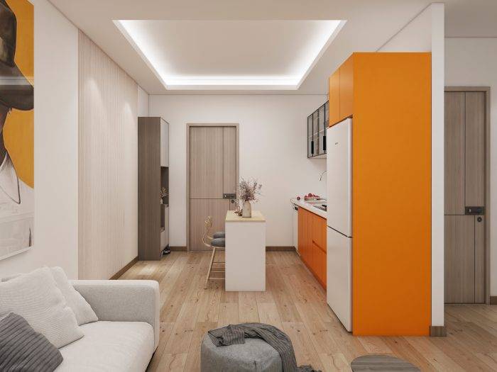 PA Home elegant orange kitchen cabinets with unique design