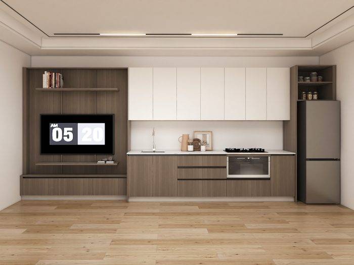 Sleek Modern Kitchen Cabinet with Integrated Storage