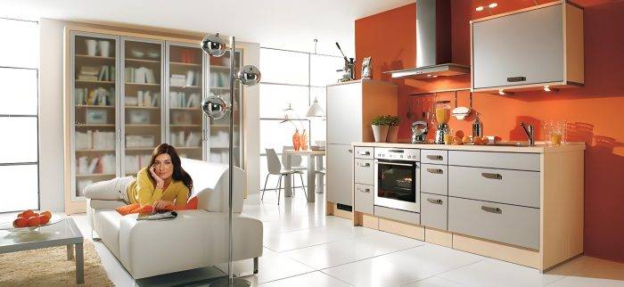 Use Orange Cabinets in a Contemporary Space