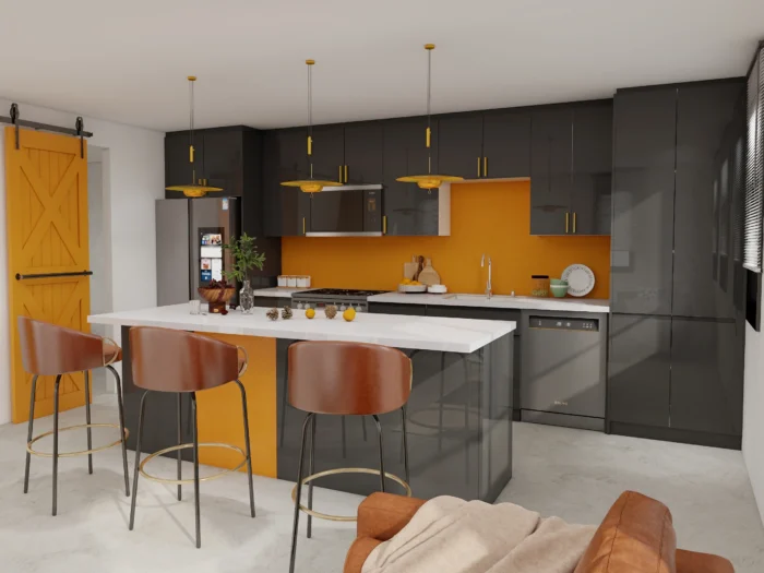 Vibrant Orange Kitchen Cabinets Design Ideas