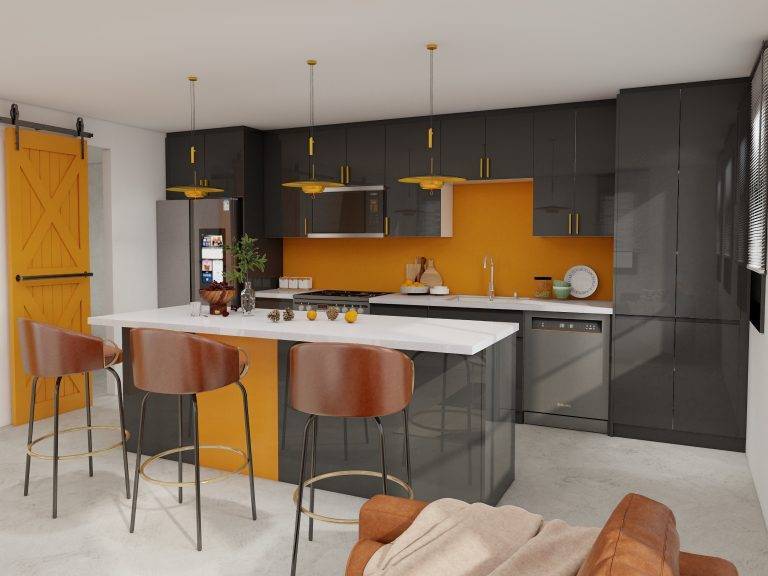 Vibrant Orange Kitchen Cabinets Design Ideas