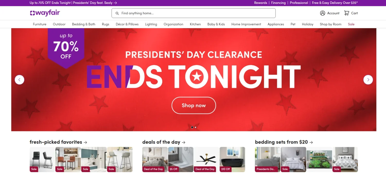 Wayfair مصنعي الأثاث في الولايات المتحدة