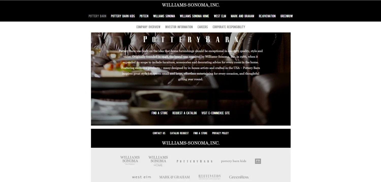 شركة Williams-Sonoma, Inc. (Pottery Barn) لتصنيع الأثاث بالجملة