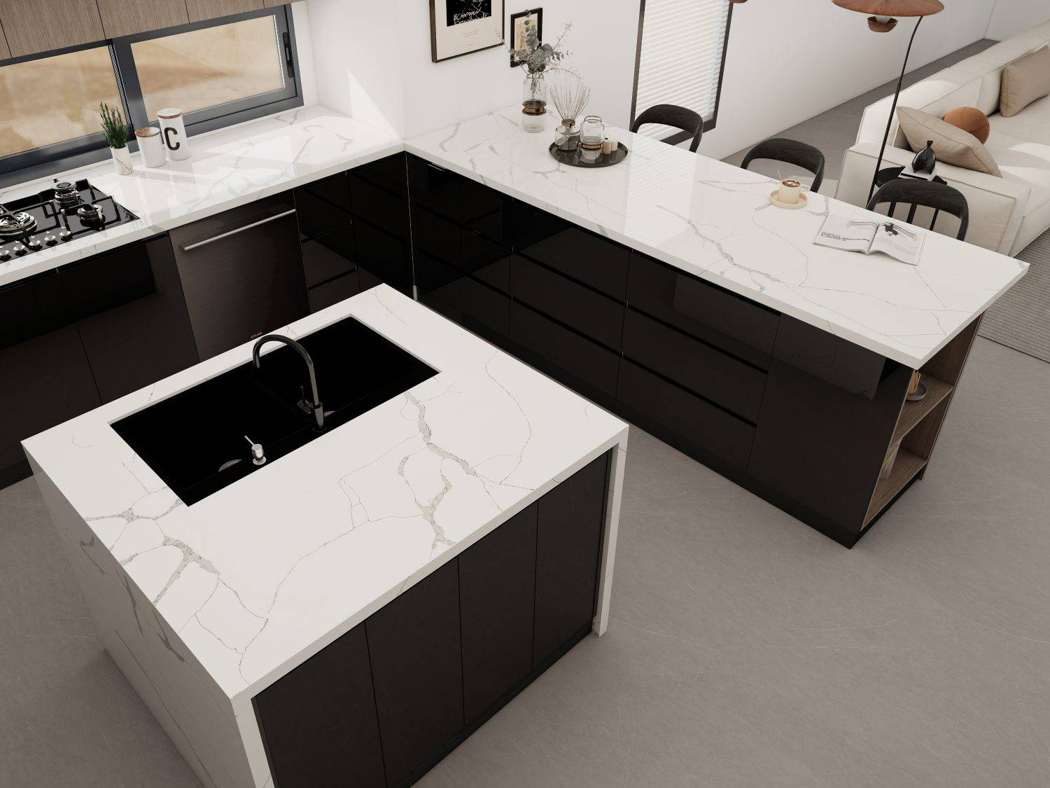 quartz countertop real estate cabinet
