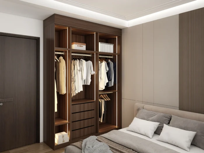 20 ideas creativas de diseño de armarios para el dormitorio 8 Diseño de armario con iluminación integrada para dormitorio