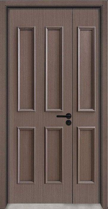 Classic double-panel laminated decorative door with a rich wood grain finish, ideal for modern and traditional interiors.