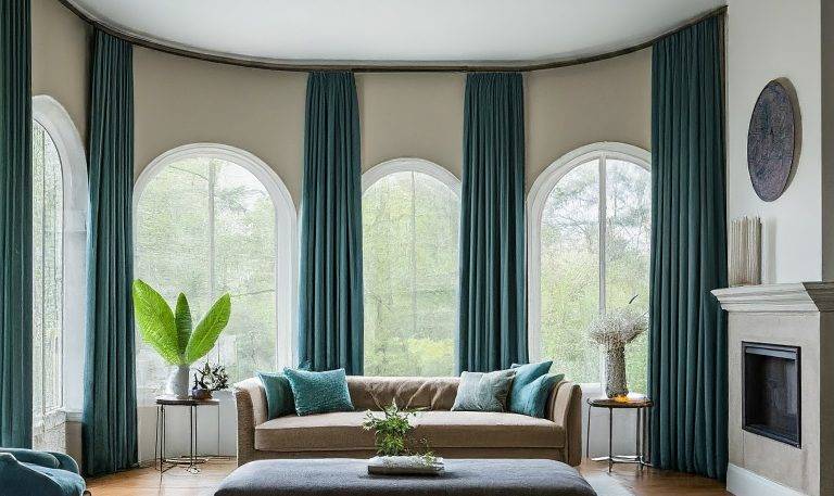 Elegant arched window design with curtain ideas