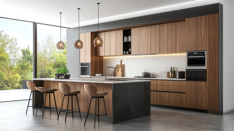 Modern cherry kitchen cabinets