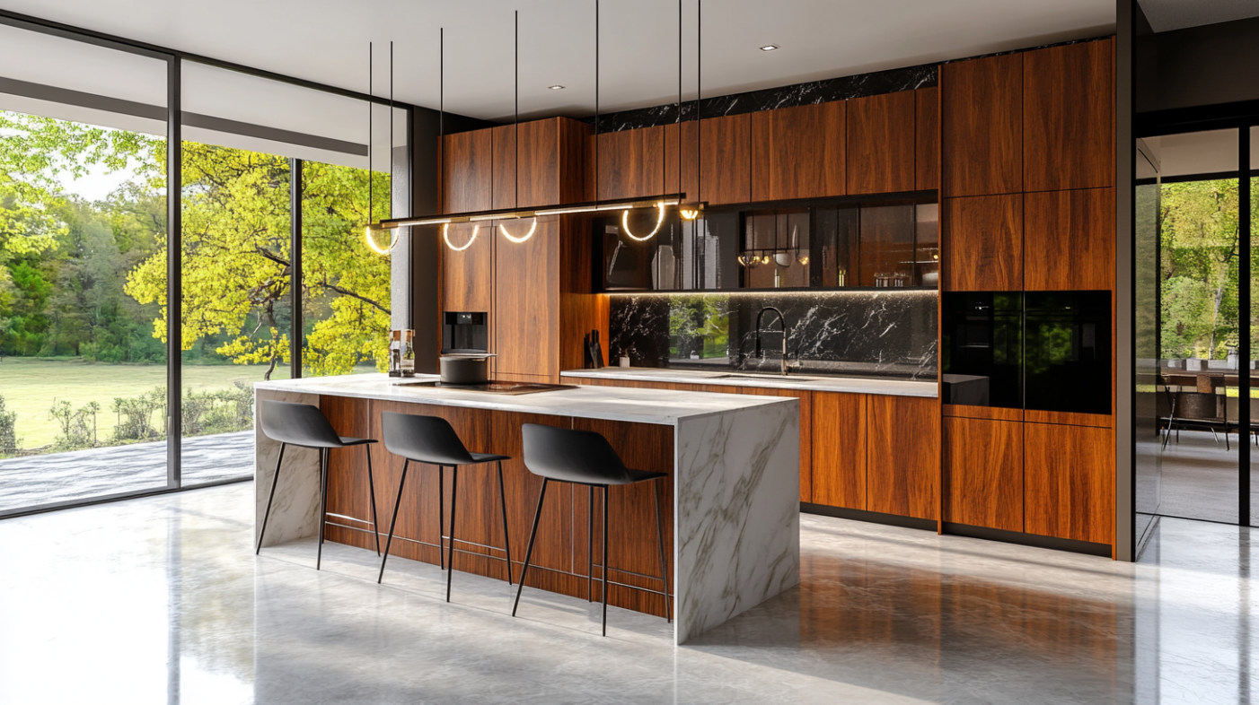 Custom Modern Cherry Kitchen Cabinets