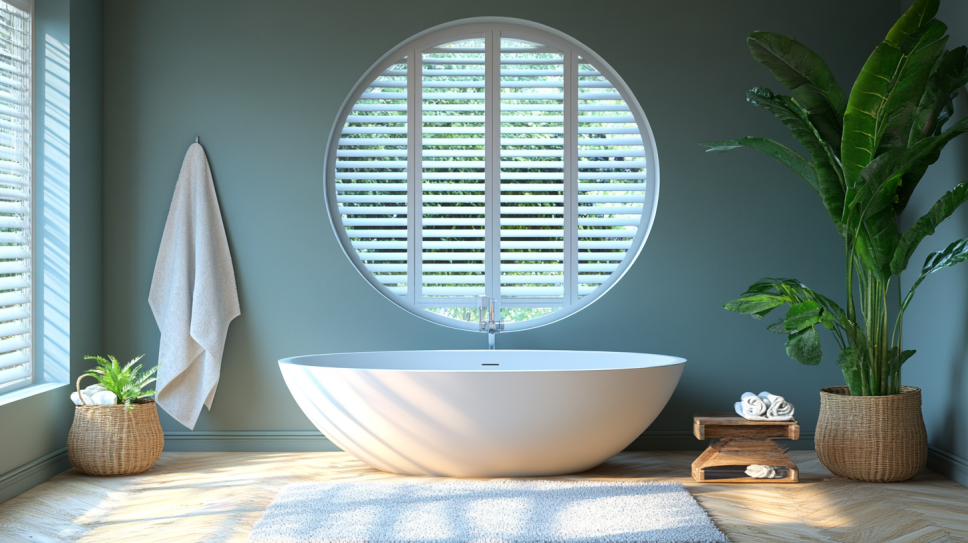 Custom Shutter for Small Round Window in the bathroom