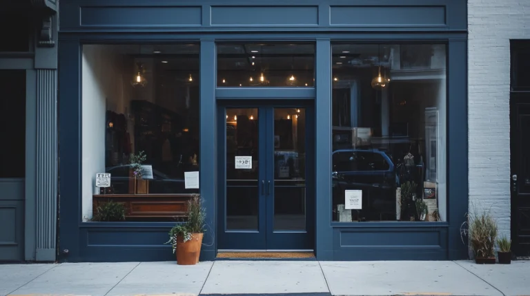 modern black Hinged-Storefront-Doors(swing storefront doors)