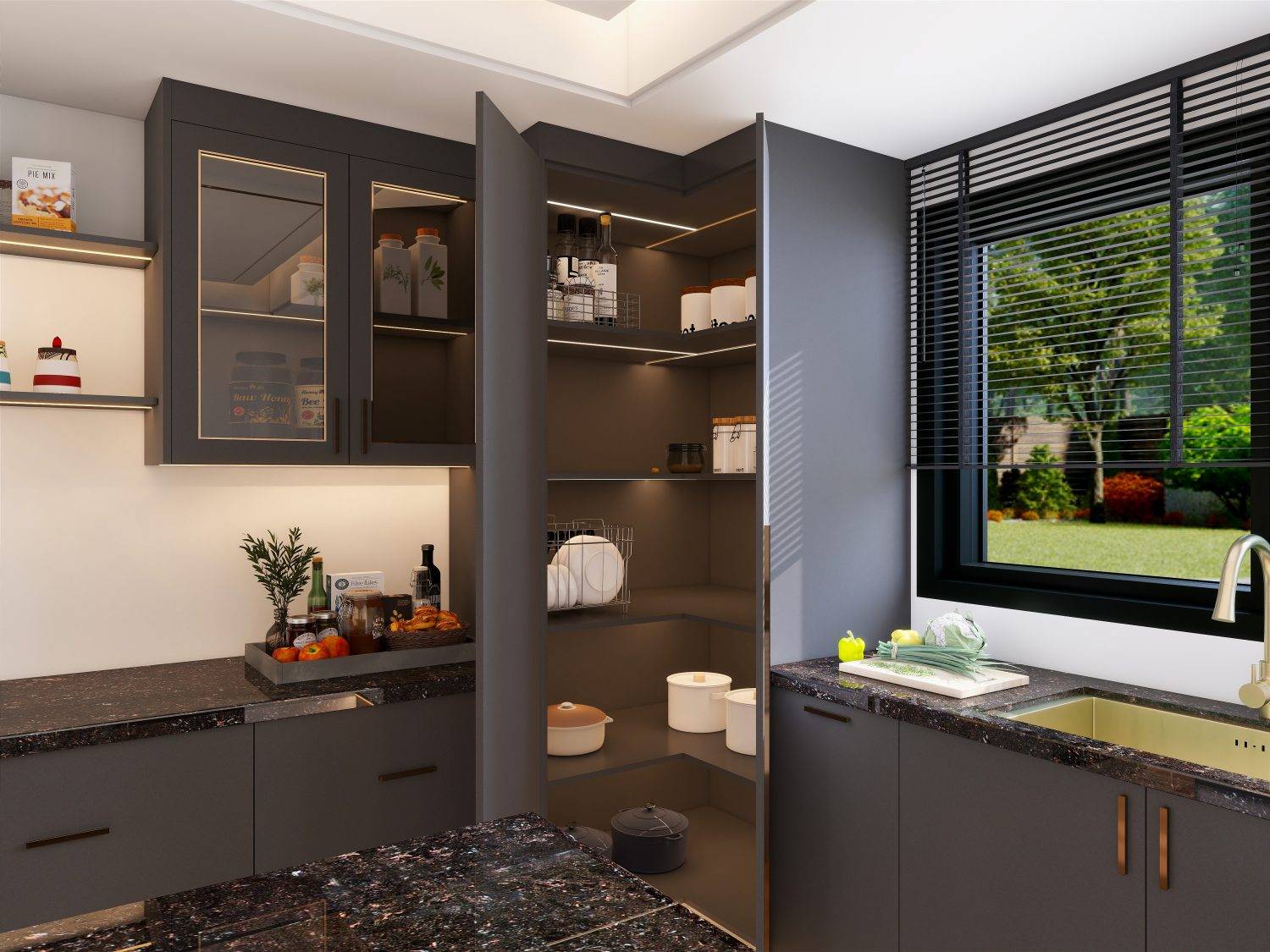 Spacious high end cabinet with built-in storage
