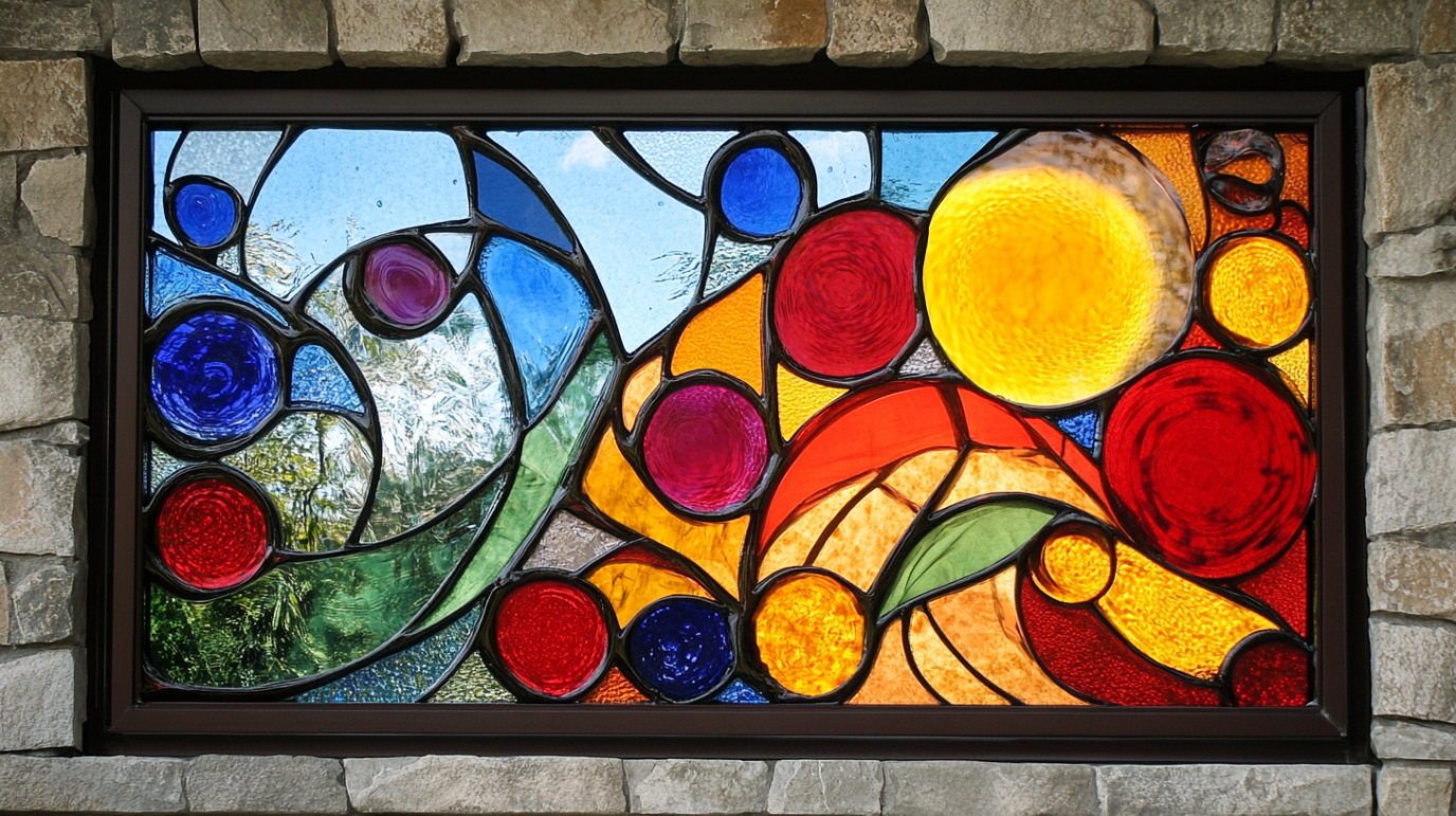 Transom Window with colorful glass