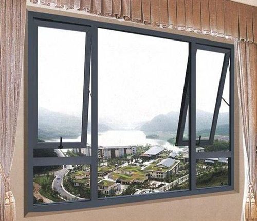 two black aluminum awning windows with curtain design ideas