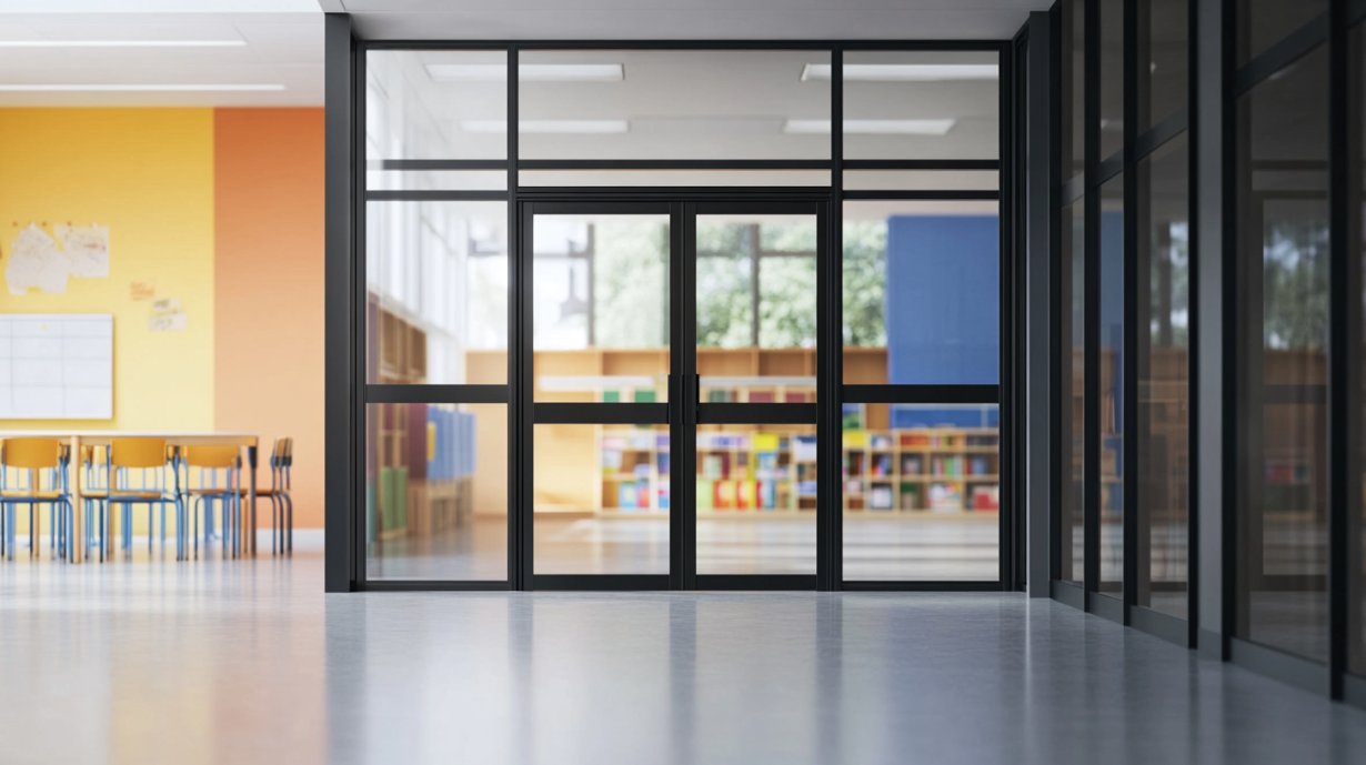 aluminum framed door with glass
