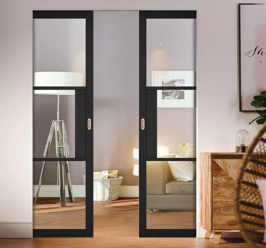 aluminum-interor-french-pocket-door-in-the-living-room