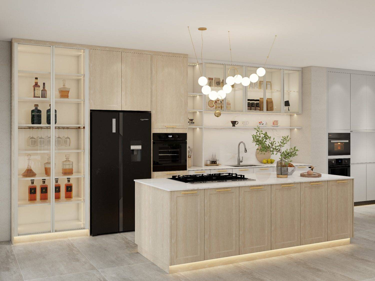 Light beige cabinets illustrating average cost of custom kitchen cabinets