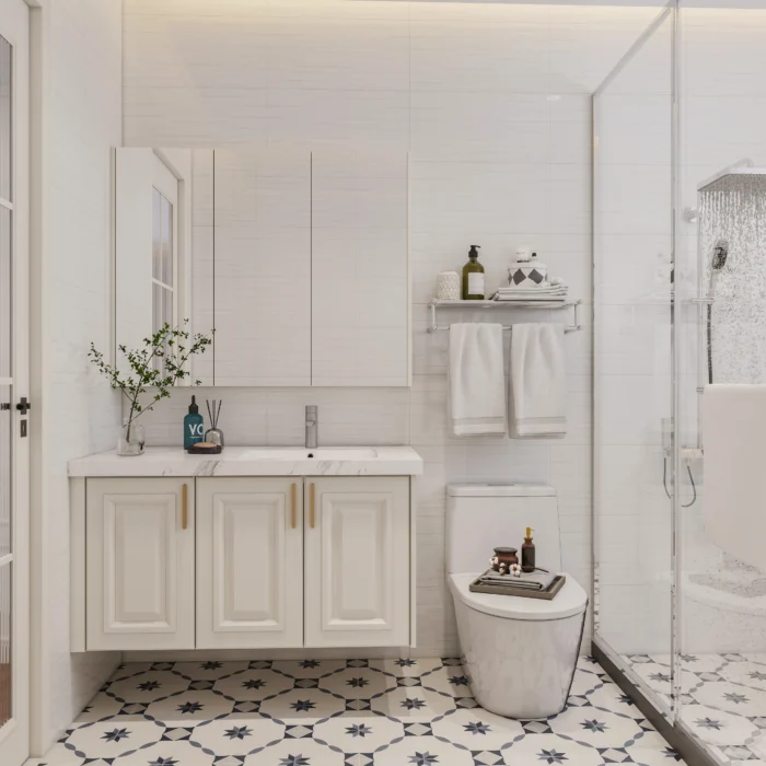 RTA bathroom vanity with sleek white finishes