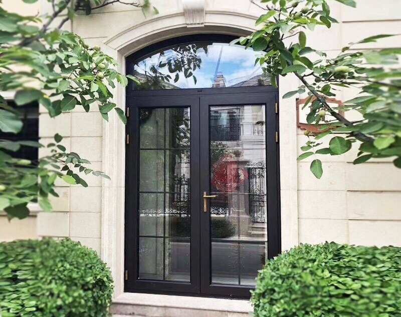 black-aluminum-arched-door-with-glass design ideas