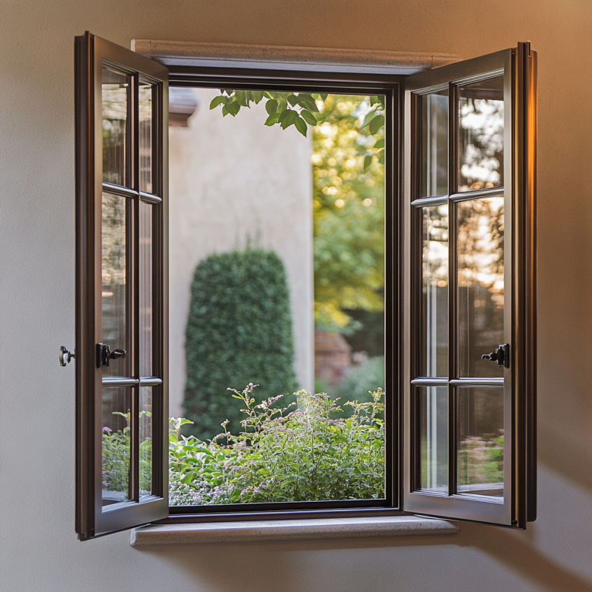 bronze swing window