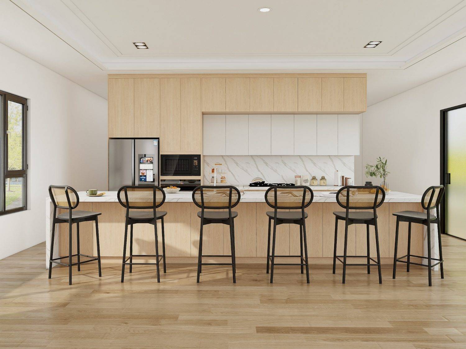 Minimalist custom kitchen design showing custom kitchen cabinet cost