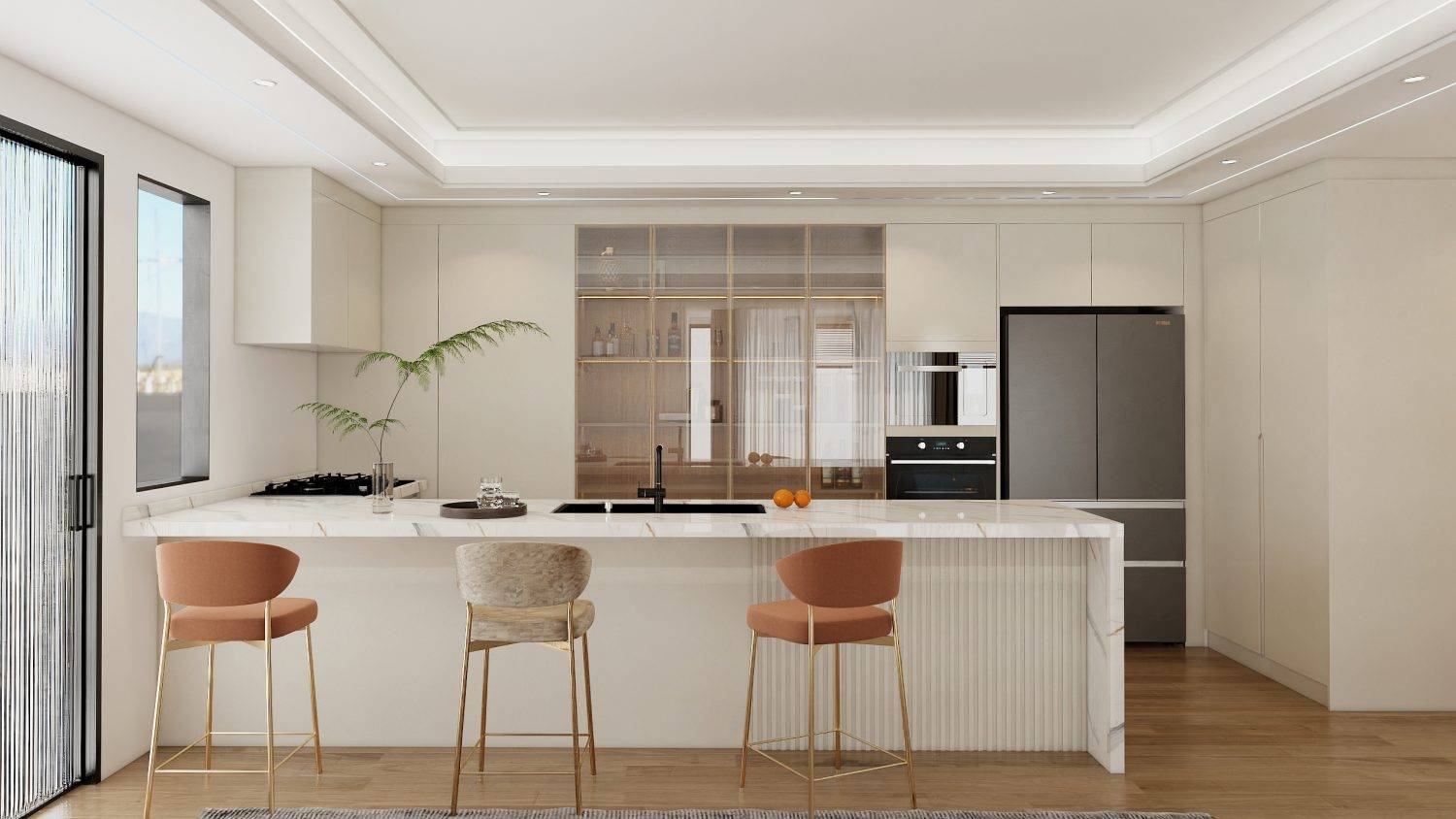 modern customizable wooden kitchen cabinets with kitchen island