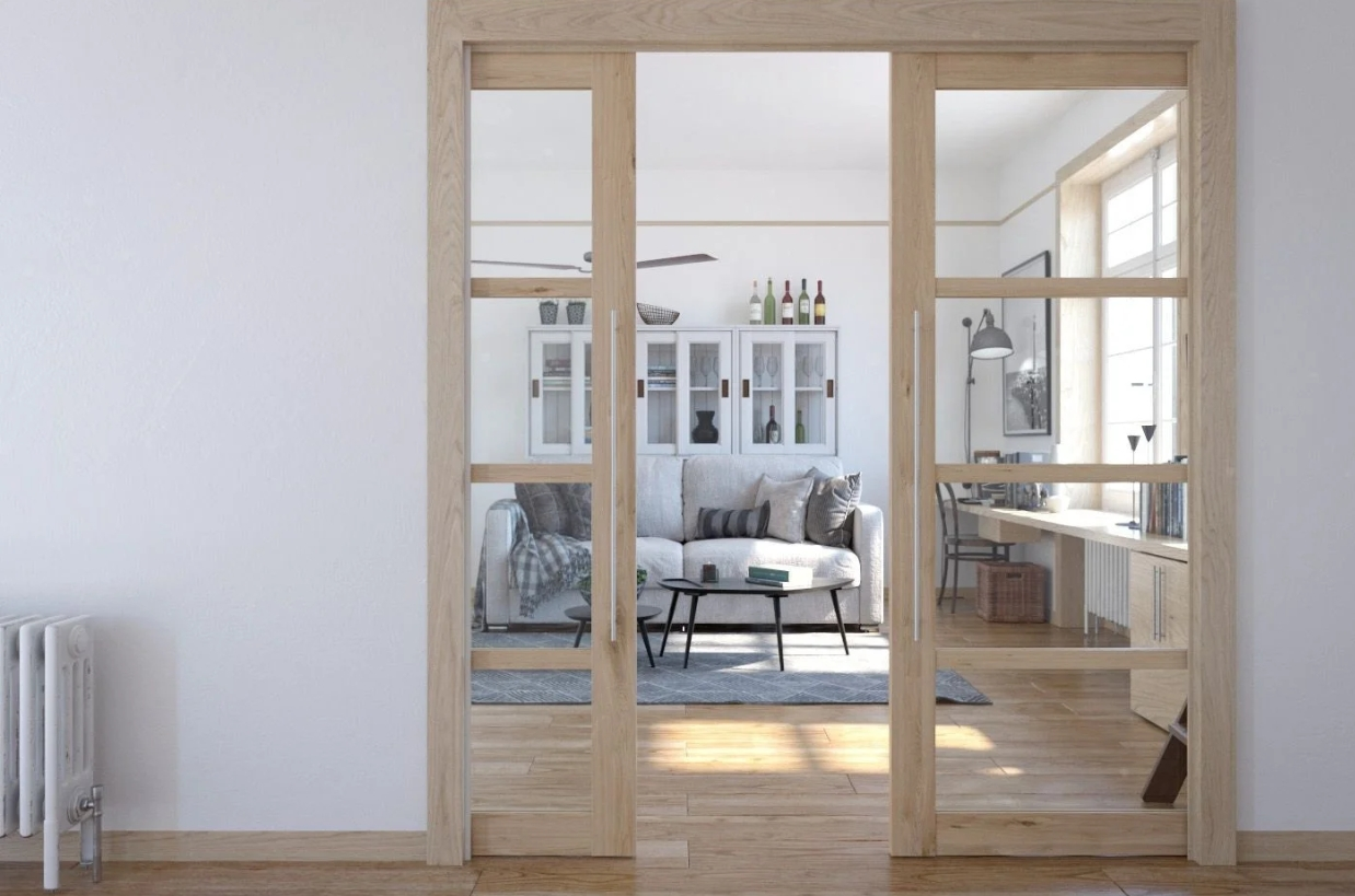 double-wooden-pocket-door design