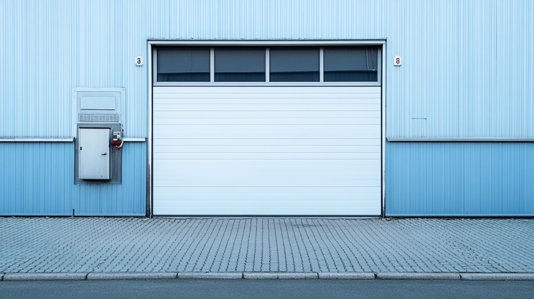 garage door with windows in the factory