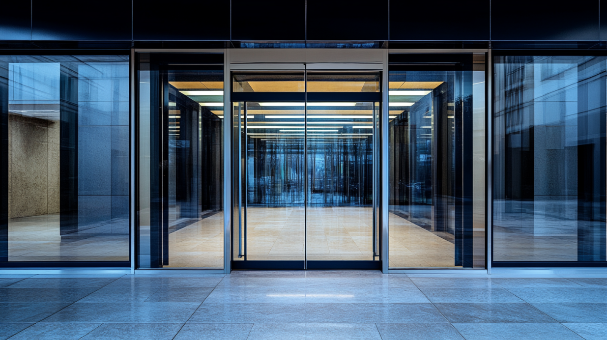 glass double security door