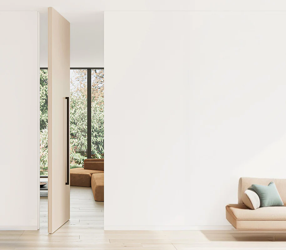 beige interior-pivot-door design