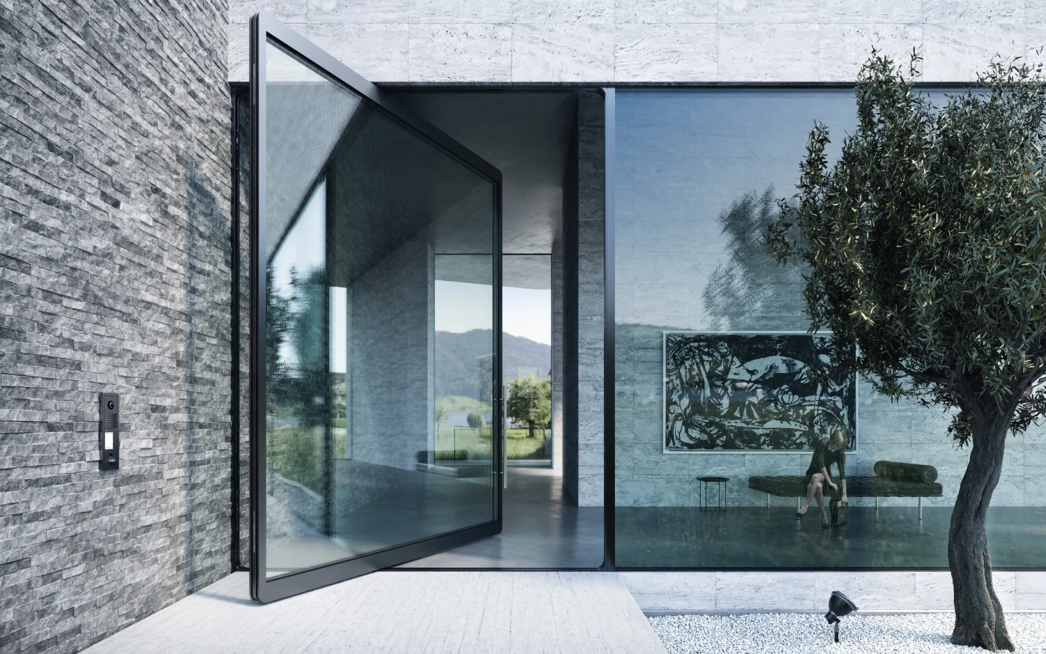 large-glass-exterior-pivot-door