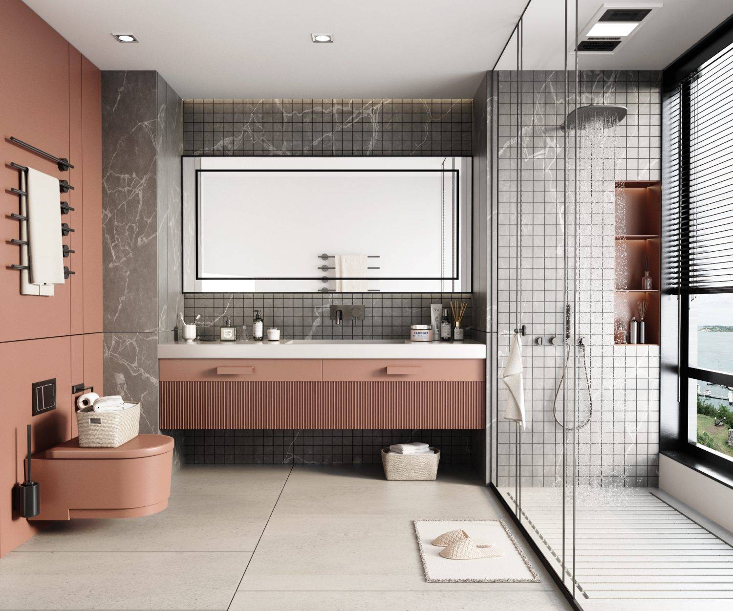 luxury bath cabinet in modern bathroom style